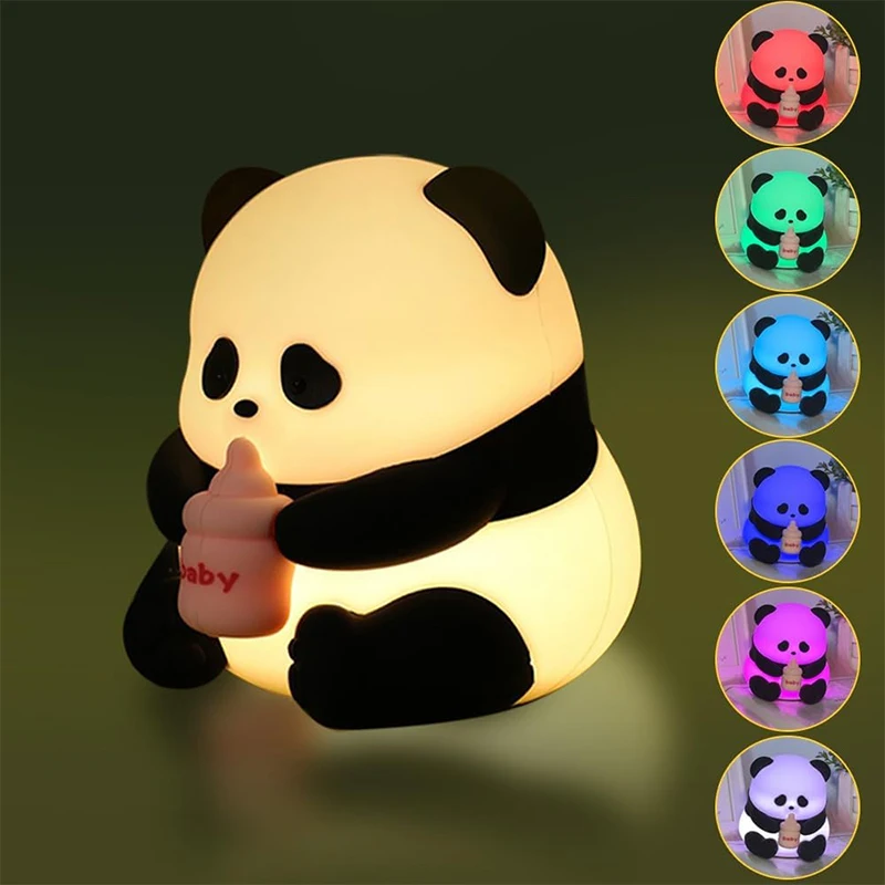 S0f769399dadc415e9ce3e3ca30236c1cG.webp Cute Silicone Panda Night Lights, Rechargeable LED Animal Decor Night Lights Kawaii for Birthday Gifts/Sleep, Christmas Lights - Image 1