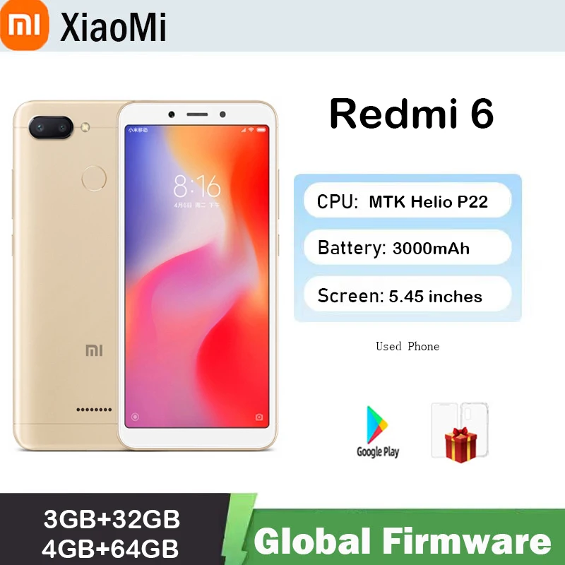S0ffb87e0f1374eaa965ac6b4dab93bbeg.webp Xiaomi Redmi 6 Smartphone Global firmware 5.45" Full Screen AI Face ing used phone - Image 1