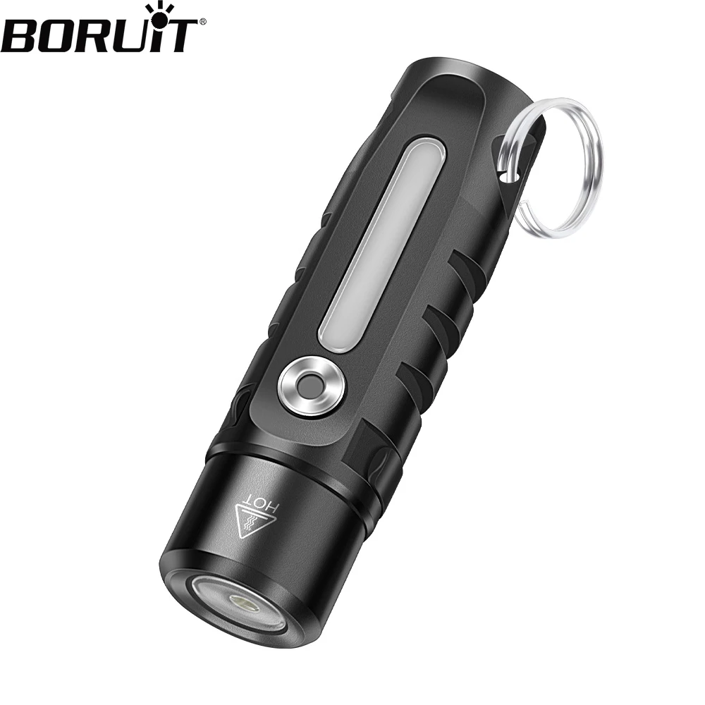 S220f94fb1fdc43b496eaa37a71c0d8f92.webp BORUiT RJ28 Keychain EDC LED Flashlight Type-C Rechargeable Mini Torch Magnet Work Light Waterproof Camping Pocket Lantern - Image 1