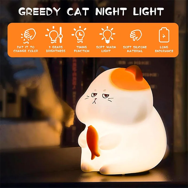 S3083ef8356e74a9a92c23980a3ed0a0eo.webp Cat Night Light for Kids-Cute Newborn Baby Nightlight, 7 Colours Dimmable Touch Control Lights, Rechargeable Portable Lamp - Image 1