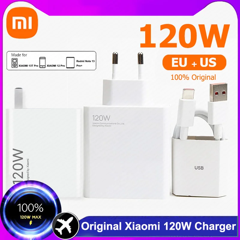 S316ce12e55b94028a1027689243188975.webp Original Xiaomi 120W 67W Charger Gan ES US Hyper Fast Charging Adapter Type C Cable Mi 13T 12T Redmi Note 13 12 Pro Plus 5G - Image 1