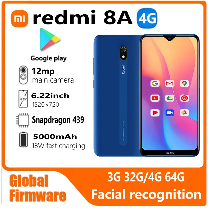 S4e3177f628c5487092217359e4d3b498E.webp Xiaomi Redmi 8A smartphone 4G 64G Global firmware 5000mAh 6.22inch Snapdargon 439 12MP 18W Facial recognition used phone - Image 1