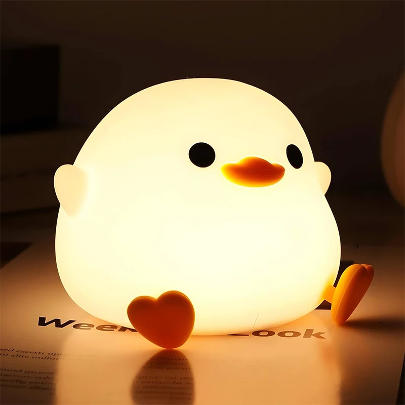 S54f53b0e1dbd432e83c069bdeb0c8e7bn.webp DoDo Duck Night Light, Cute Duck Lamp, Rechargeable Dimmable Nightlight, Silicone LED Bedside Lamp Nursery Touch-Sensitive - Image 1