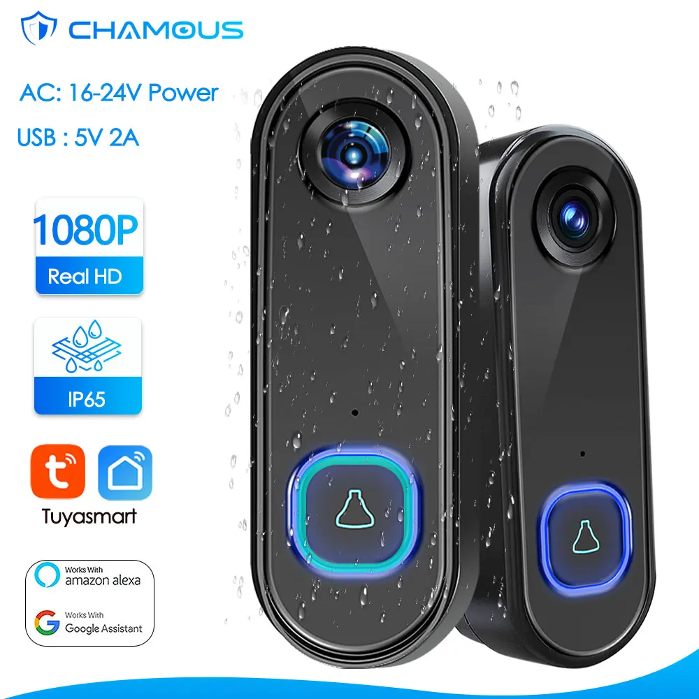 S59b0e957f8134dde8245a8f66d86583dc.webp TUYA Video Doorbell WiFi Wireless Outdoor Door Bell Camera AC DC Power 1080P Video Door Phone Waterproof IP65 Alexa Google Home - Image 1