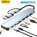 MZX 8 in 1 USB Hub Docking Station Type A C 3 0 Concentrator Multi Adapter SD TF Card Reader Audio Multi-hub Dock Splitter Hubs
