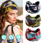 Bluetooth Earphones Sports Sleeping Headband Elastic Wireless Headphones Music Eye Mask Headset Flower Headbands Yoga Workout