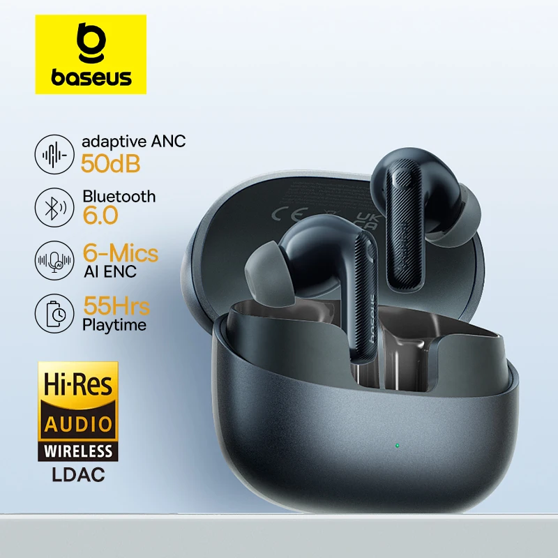 Sa21551e144154e10bccedd360936647fp.webp Baseus EP10 Pro ANC Earbuds Wireless Bluetooth 6.0 Earphones 50dB Realtime Adaptive Headphones 6 Mic Hi-Res LDAC IP55 Ear buds - Image 1