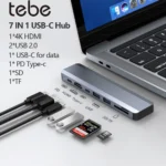 Tebe 7 IN 1 USB-C Hub Adapter Type-c to 4K HDMI-compatible USB 2.0 Data Splitter SD TF Card Reader Multiport USB C Hub for Mac