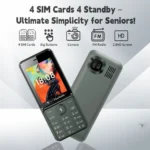 Unlocked 4 Quad Sim Senior Phone 2.8" Big Display Durable Quick Dial Flashlight Large Button Loud Voice Slim Elderly Cellphone