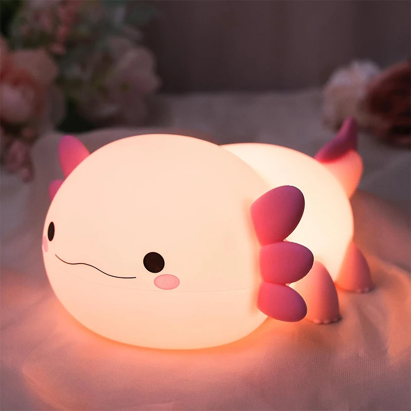 Se5331315a8cd48e19f43de97433e99bdZ.webp Axolotl Night Light, Cute Lamp with Touch Control, Dimmable and 20 Minute Timer, for Children's Room, Bedside Lamps - Image 1