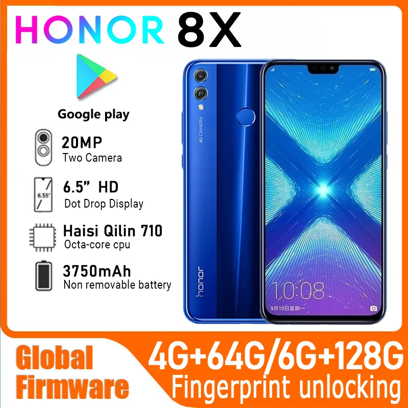 Se72ce7ac2ee74a4cb182b6afe94442b3q.webp HONOR 8X Smartphone Global firmware CPU Haisi Qilin 710 6.5-inch 3750mAh rear camera 20MP used phone - Image 1
