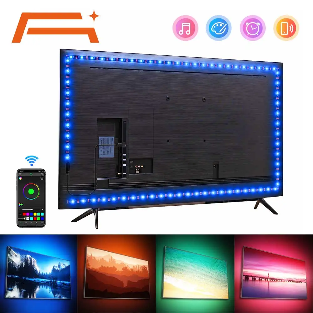 Secea1135c59c4b4f9c9e2f7e9f1cc1b0y.webp LED Strip Lights,Bluetooth APP Control 5050 RGB Led Lights,5V USB LED Strip Colorful Led Tape For TV Backlight Room Decoration - Image 1