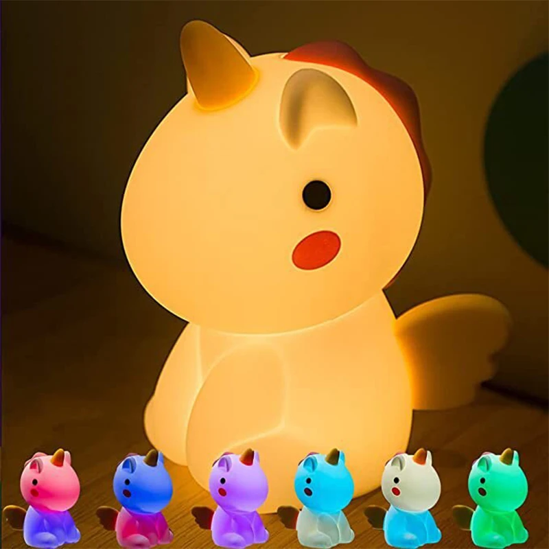 Sf1fbc6d34f04451ebb96194c4b61b040G.webp USB LED Night Light Colorful Touch Sensor Cartoon Lamp Rechargeable Bedroom Atmosphere Light For Kids Holiday Birthday Gift - Image 1