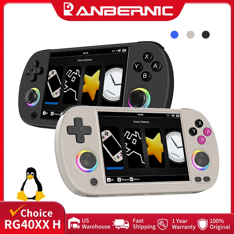 S22b213c2efd9459eaa4440e3e60fbe0aq.webp ANBERNIC RG40XX H Handheld Games Console 4.0" IPS Screen Linux 64-bit Multicolor LED Lights Retro Gaming Console Over 5000 Games - Image 1