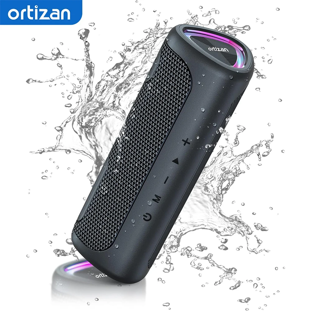 S3c06866b8a2f4270a3eb604fdcd1a668I.webp Ortizan M7 Outdoor Bluetooth Speaker, 24W Output Power Bluetooth 5.3 Speaker ,IPX7 Waterproof,Micro SD Card,AUX in, RGB Light - Image 1