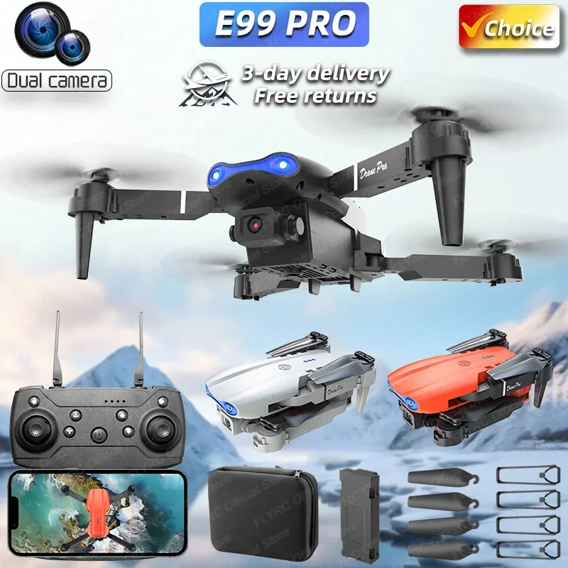 S3fe92cdf3ada4a99b32fc606397d8e62F.webp Foldable Mini E99Pro RC Helicopter with 5G WiFi FPV 4K Dual HD Camera Height Hold Wide Angle Professional Drone - Image 1
