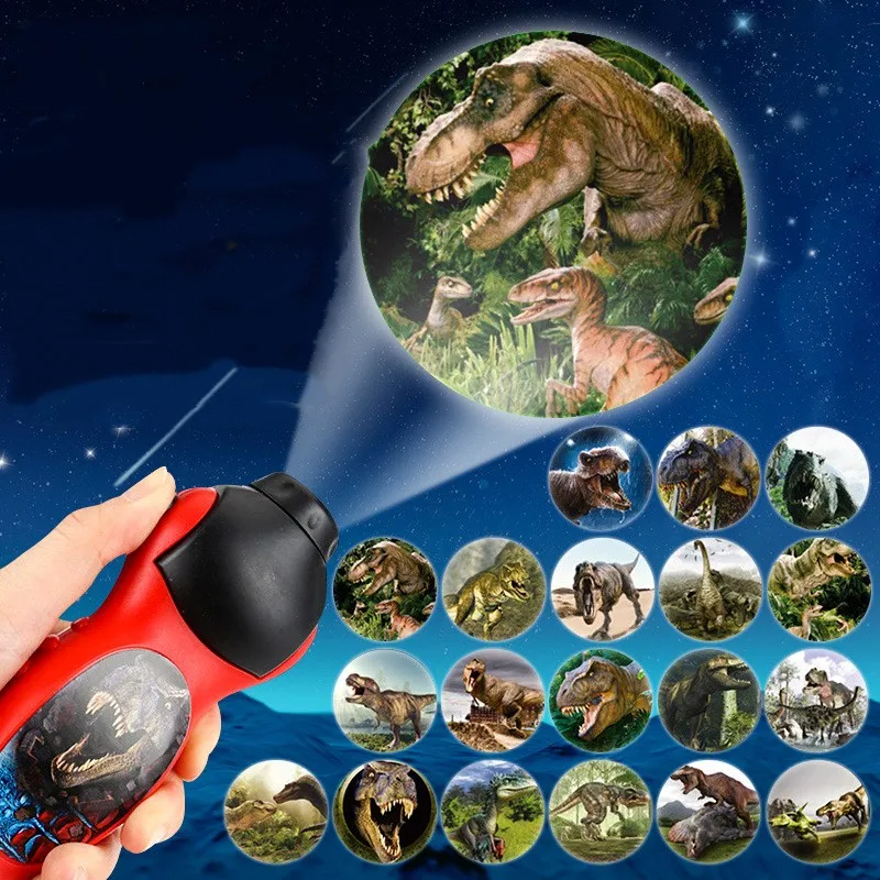 S4271cabf32df4450ad696d421da84ac9T.webp 24 Patterns Flashlight Projector Lamp Educational Toy Kids Children Gift dinosaur creative projector interesting Bedtime game - Image 1