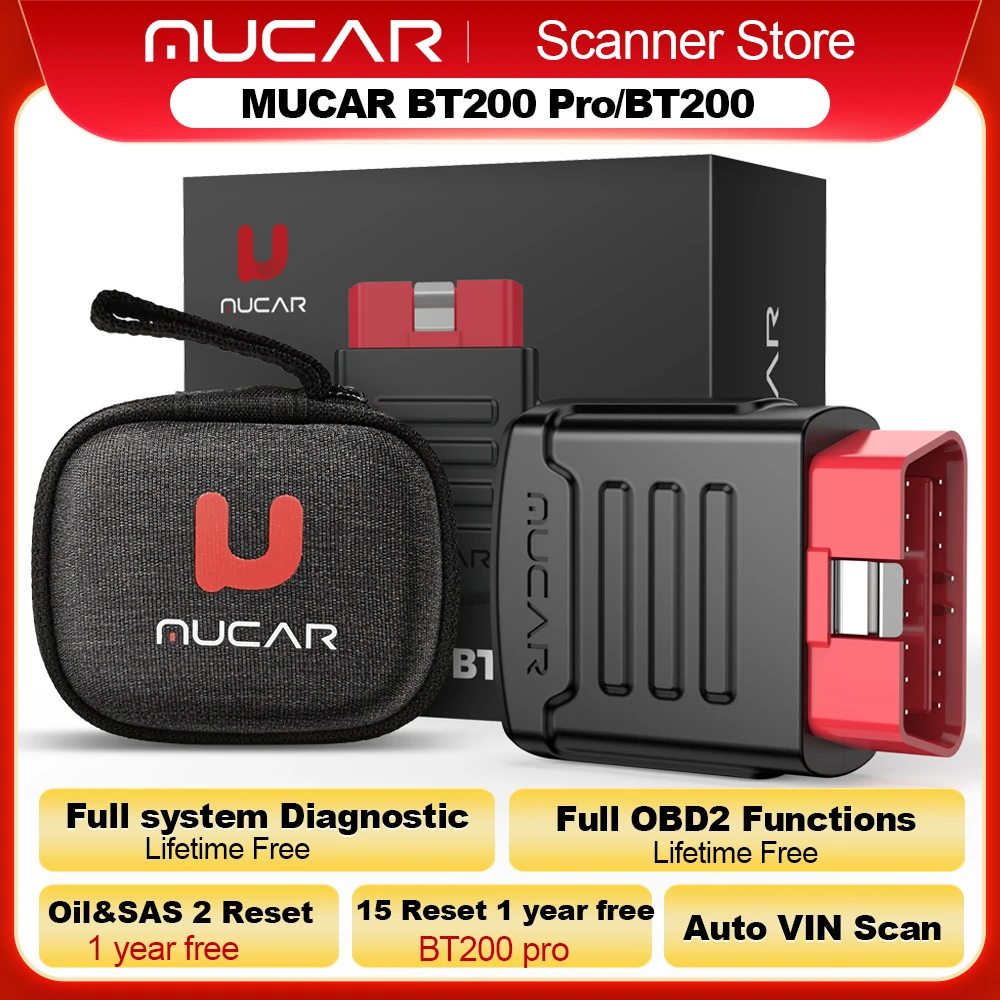 S43711433d5274a6fb4224fa552f86067w.webp MUCAR BT200/BT200 Pro OBD2 Bluetooth Diagnostic Tool Full System Diagnose Oil SAS 15 Reset OBD 2 Scanner for All Car Code Reader - Image 1