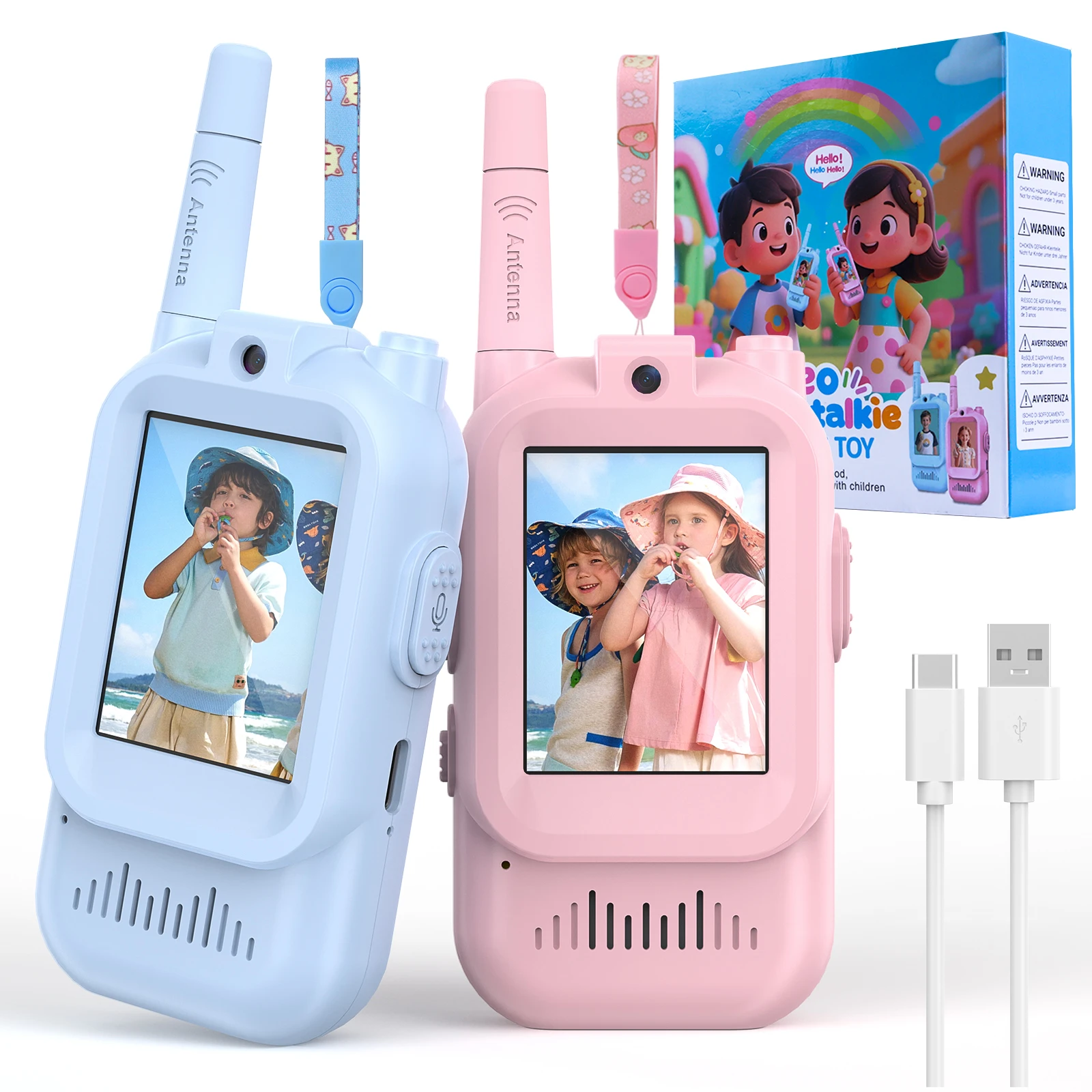 S461c02129d6e46e399e532227fd953c3a.webp Kids Video Walkie Talkie Toys 2 Pack Rechargeable Interphone Toy with HD Camera & Voice Changer Gift Toys for Boys & Girls - Image 1
