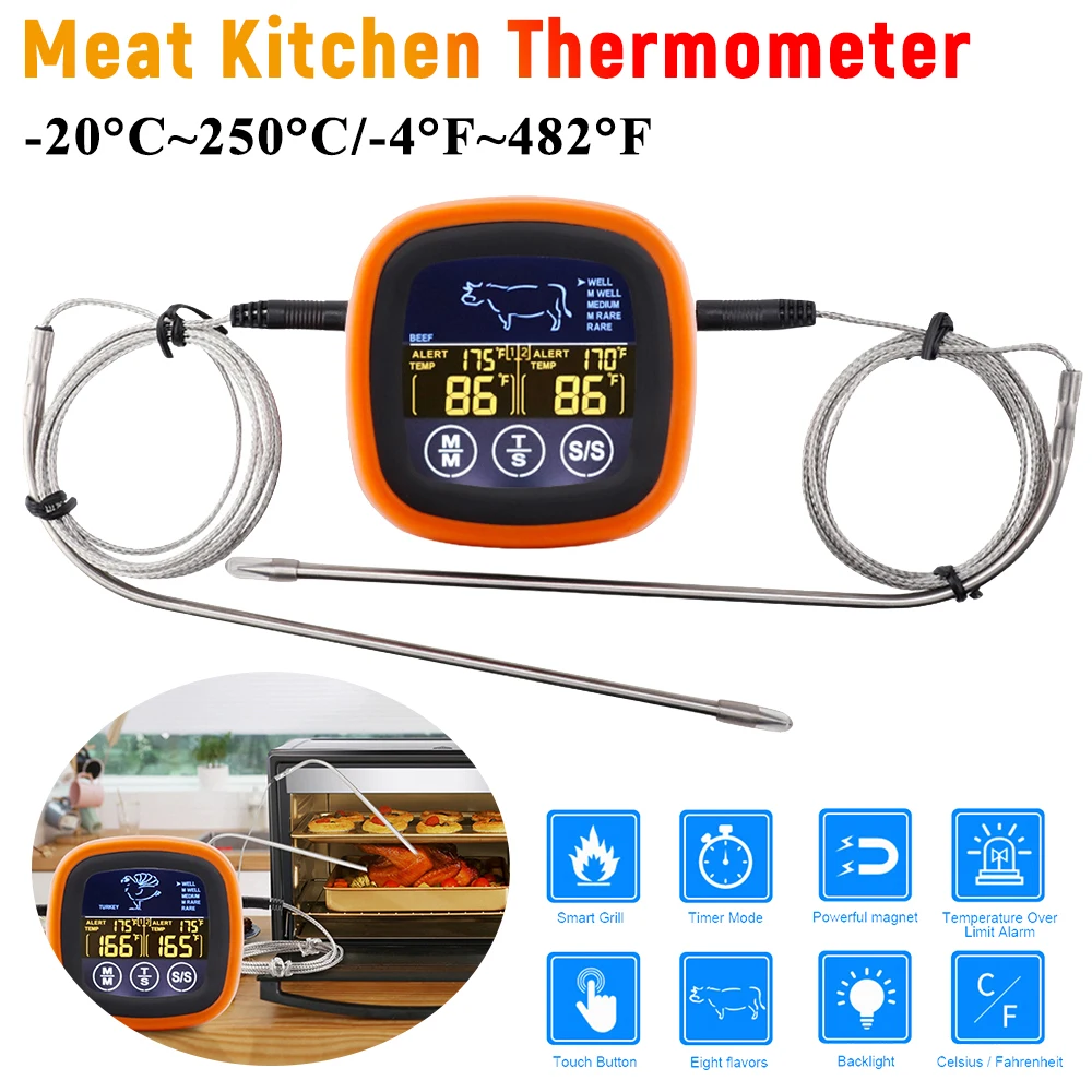 S5bbbec5624a34f5e8a7cae4477f5e1cav.webp Digital Meat Kitchen Thermometer Timer Mode Waterproof Steak BBQ Timer Cooking Tools Kitchen Meat Probe Thermometer for Grilling - Image 1