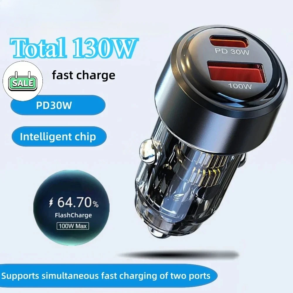 S77f591c1786b4b0a87bdc0b687c02e76K.webp Total 130W USB Car Charger Adapter Fast Charging Type C Quick Charger in Car for iPhone 15 Xiaomi 14 Huawei Mobile Phone Charger - Image 1