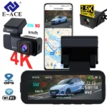E-ACE Mini Dashcam 4K Car DVR 3.2 IPS Screen Support GPS Speed Display APP WIFI Control 2.5K Rear View Camera 2025 New