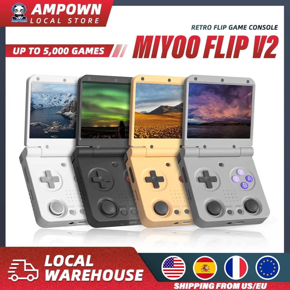 Sa25f993d986a49dcb8b3aa6fe05ec1f17.webp MIYOO Flip V2 Handheld Game Players 3.5''IPS Screen Linux System Onion OS Video Game Consoles Free Storage Bag Gamer Gift Gaming - Image 1