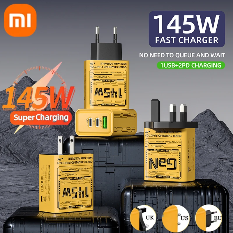 Sa2a4094364ec41d3b3edac3632f5e4a82.webp Xiaomi 145W 3 Ports Fast Charging PD USB Type C Quick Charger With EU US UK Plug Adapter Compatible For iPhone 16 Samsung 2025 - Image 1