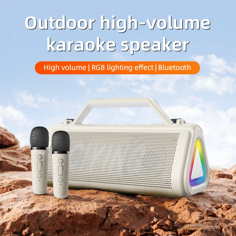Sb5133469365c44479527b47eaf3a7434s.webp 60W Karaoke Machine with 2 Rechargeable Microphones, Wireless Loud Bass Bluetooth Speaker for Adults, Support USB/TF/AUX - Image 1