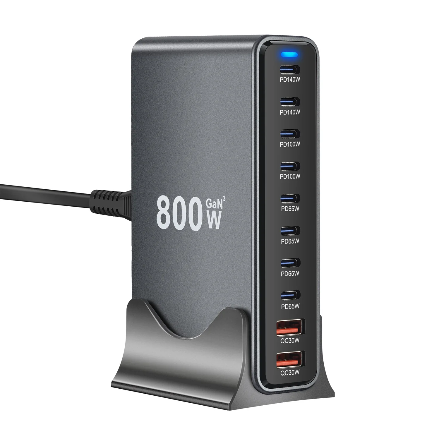 Sc82ea3ad6e7146ee98d882048eb225f3n.webp 800W GaN Charger USB C Fast Desktop 10-port USB Type C PD3.1 Charger Fast Charging for iPhone 16 15 14 Samsung S24 Xiaomi Laptop - Image 1