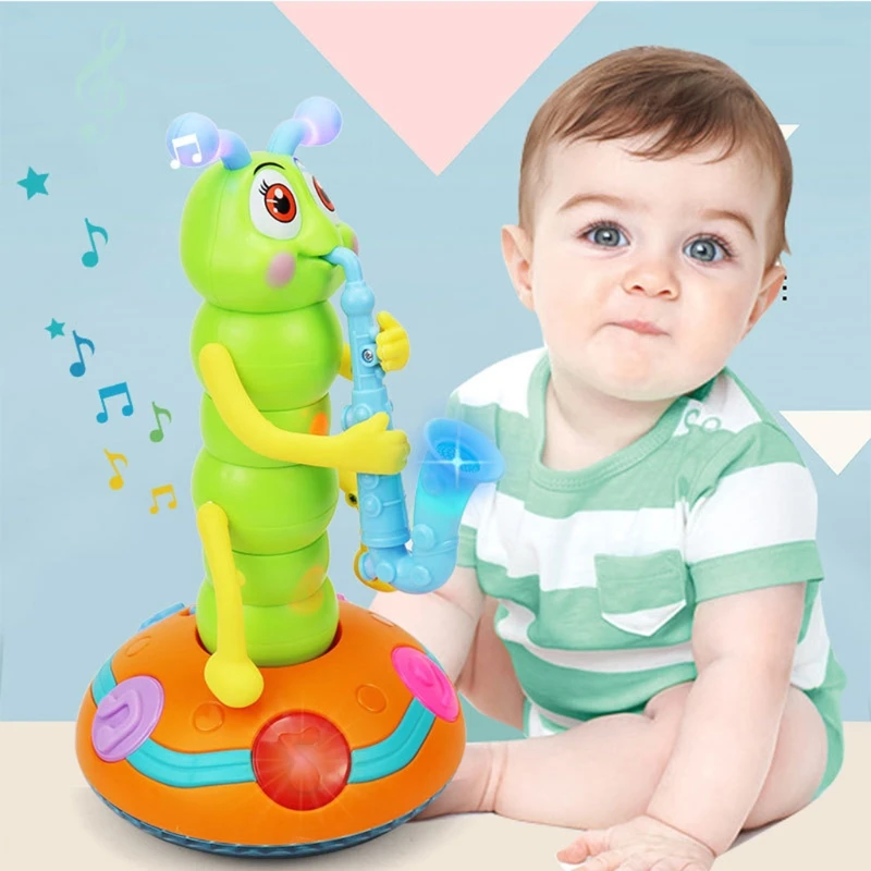Scafa831a7b5445b49f306cdd834c645ee.webp Musical Dancing Saxophone Caterpillar Toy LED Flashlights Fun Electric Music Toy for Kids Perfect Gift for Learning Playtime - Image 1
