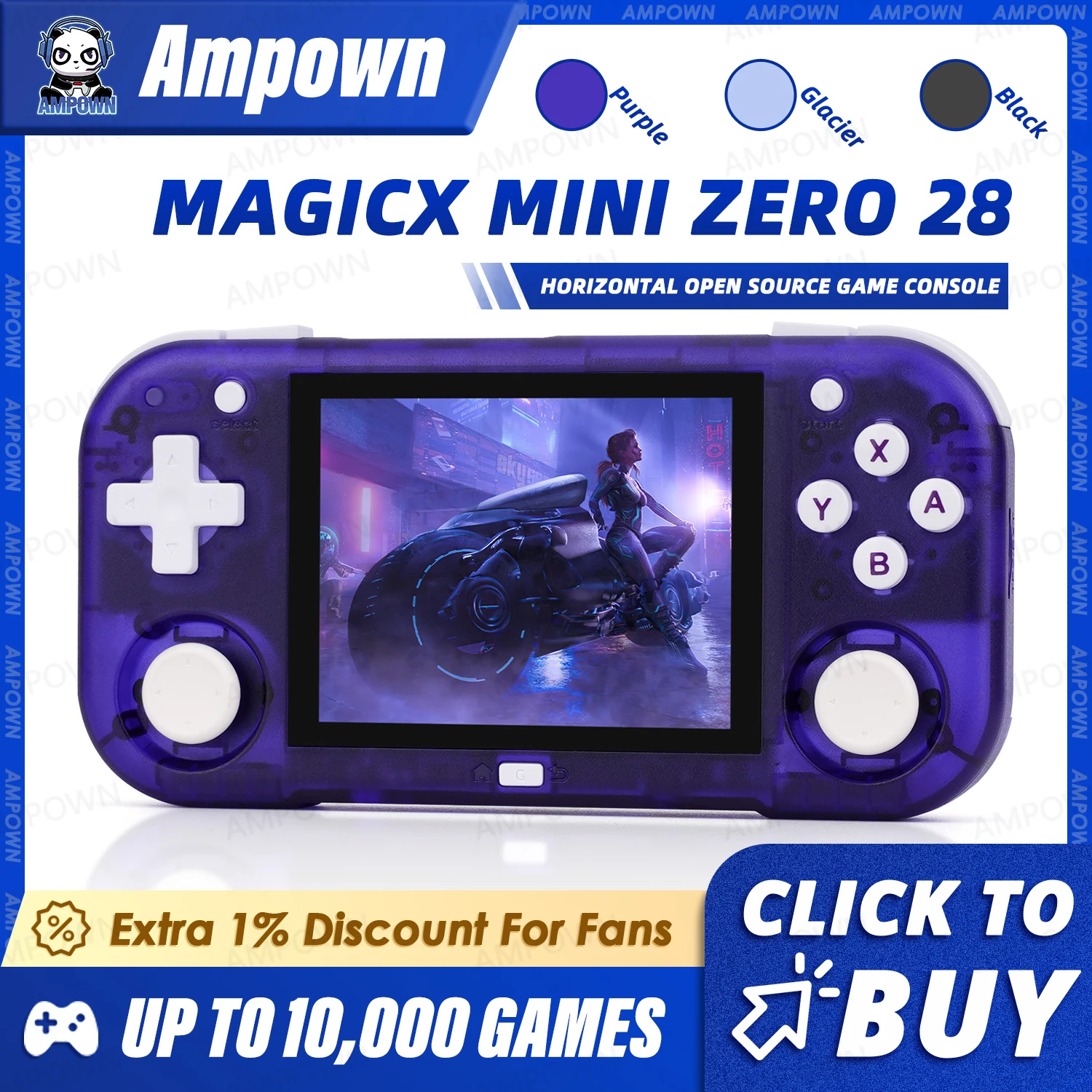 Sf09db587bce84744907955bc5b25d077e.webp Ampown Mini Zero 28 Handheld Game Console 2.8'' IPS Screen AllWinner Processor Android System 2.4GWIFI MAGICX ZERO28 Player Gift - Image 1