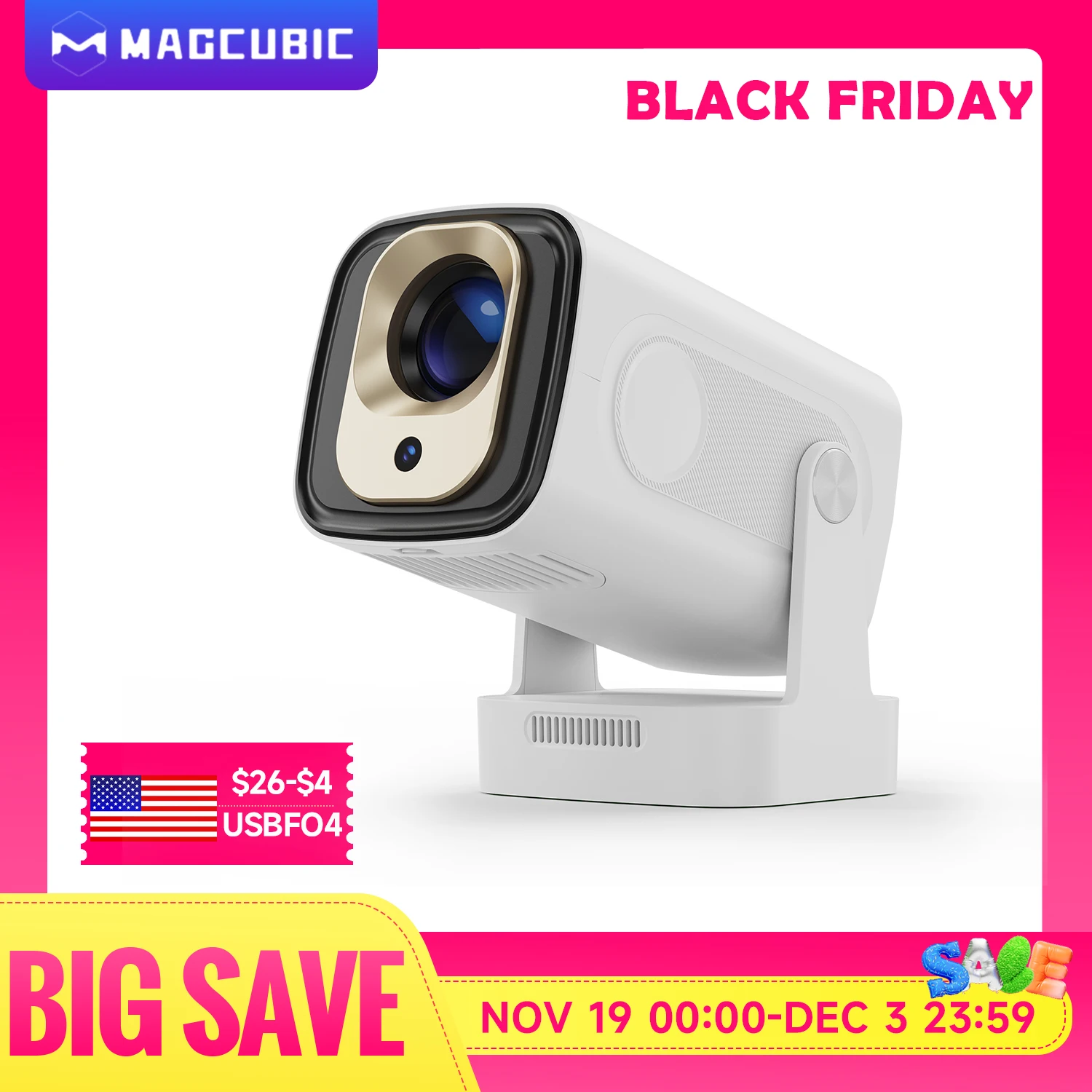 S63d09ad6da9e4527bae60d741aea9bbe9-1.webp Magcubic HY310 Android 11 Projector 4K Native 1080P Auto Focus Native 330ANSI Dual Wifi BT5.4 Air Mouse Voice Home Outdoor Movie - Image 1