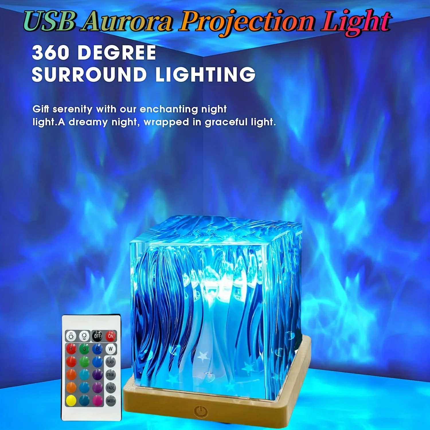 S8ad2e108801b4df0a4ec706b491a65b15.webp 16-Color Northern Lights LED Projector Light Remote USB Powered for Bedroom Living Room and Party Decor Office Parties Weddings - Image 1