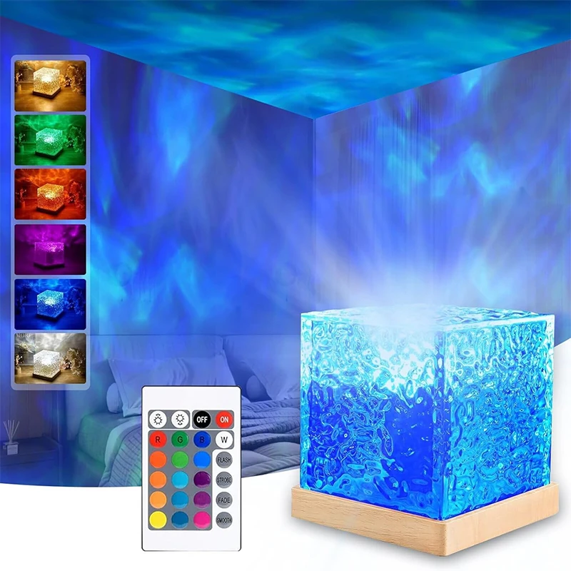 Sdbe5e0f434494920bf6410b81c424ba7u.webp Ocean Wave Projector Light 16 Colors Midnight Aura Aurora Glow Lamp Home Office Bar Restaurant Underwater Projector Night Light - Image 1